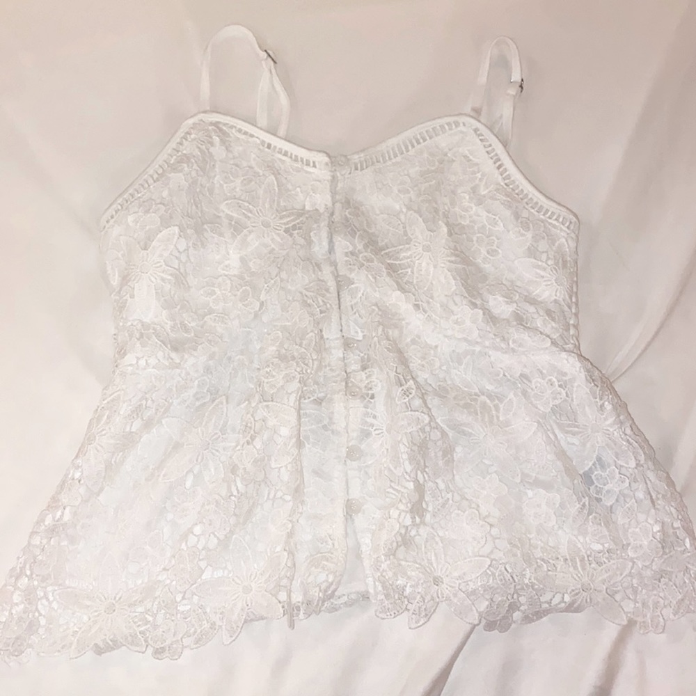 white laced button down shirt